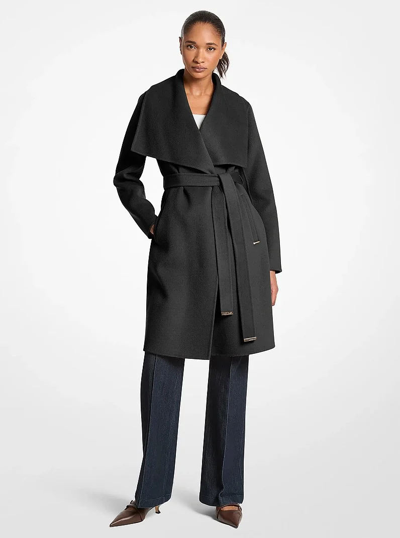 Wool Blend Wrap Coat - 1