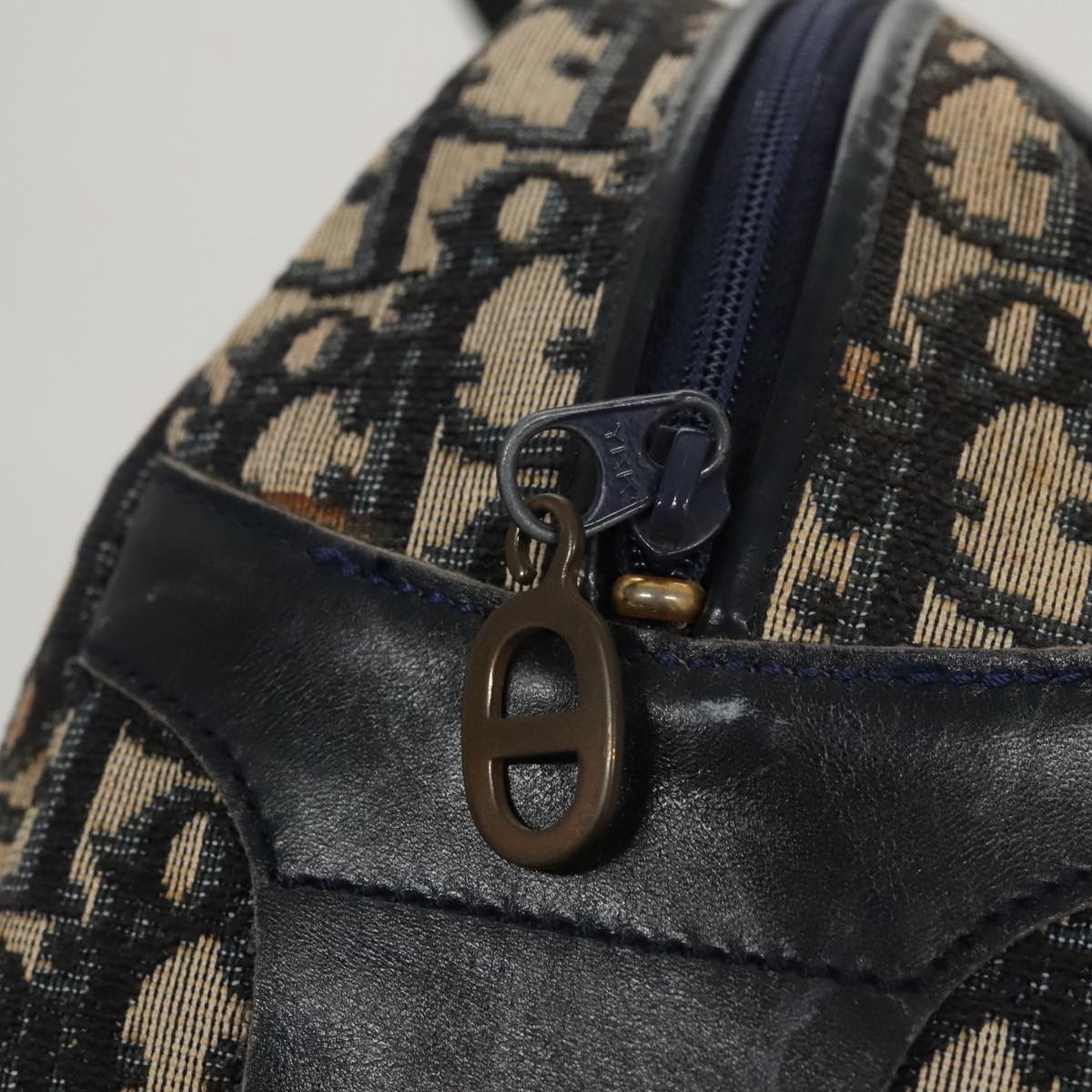 DIOR Trotter Canvas Hand Bag Navy Gold - 11