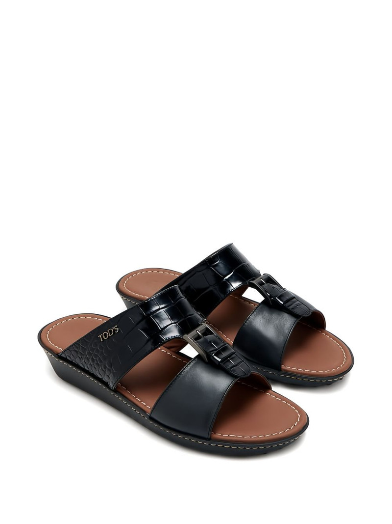 Tod's crocodile-embossed leather sandals outlook