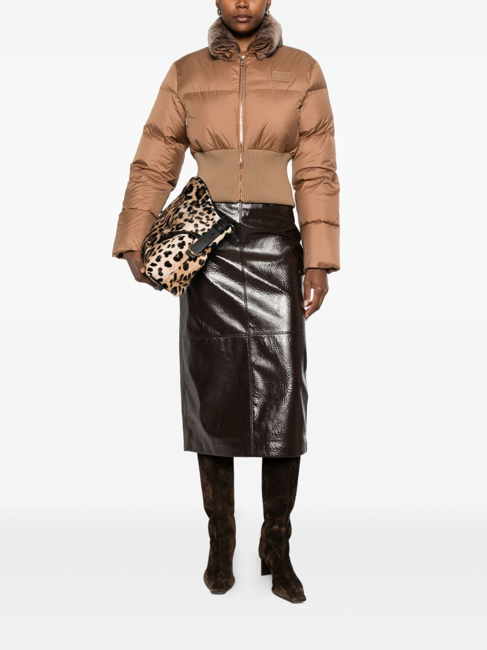 shearling-collar padded jacket - 2