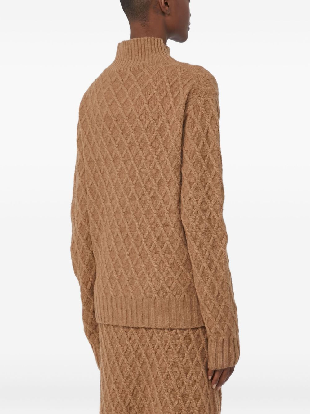 high-neck diamond-pattern sweater - 3