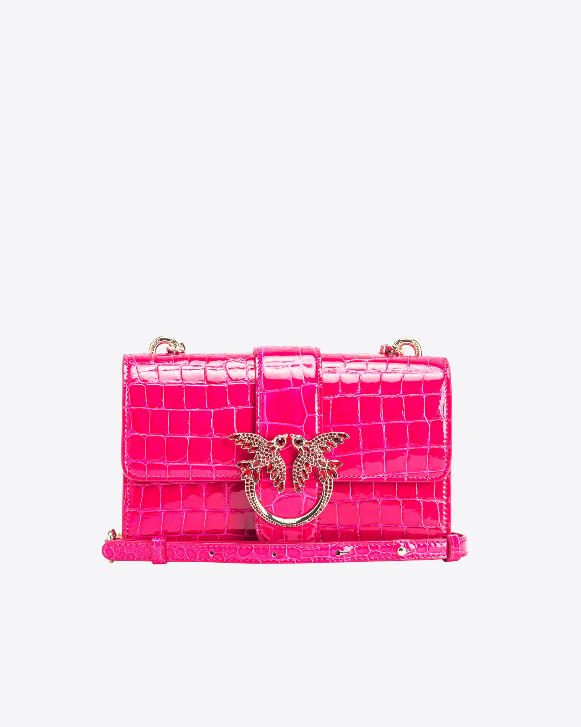 PINKO GALLERIA MINI LOVE BAG ONE IN SHINY COLOURED CROCODILE-PRINT LEATHER - 1