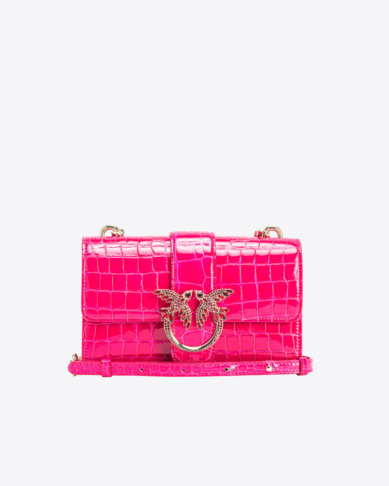 PINKO GALLERIA MINI LOVE BAG ONE IN SHINY COLOURED CROCODILE-PRINT LEATHER 1