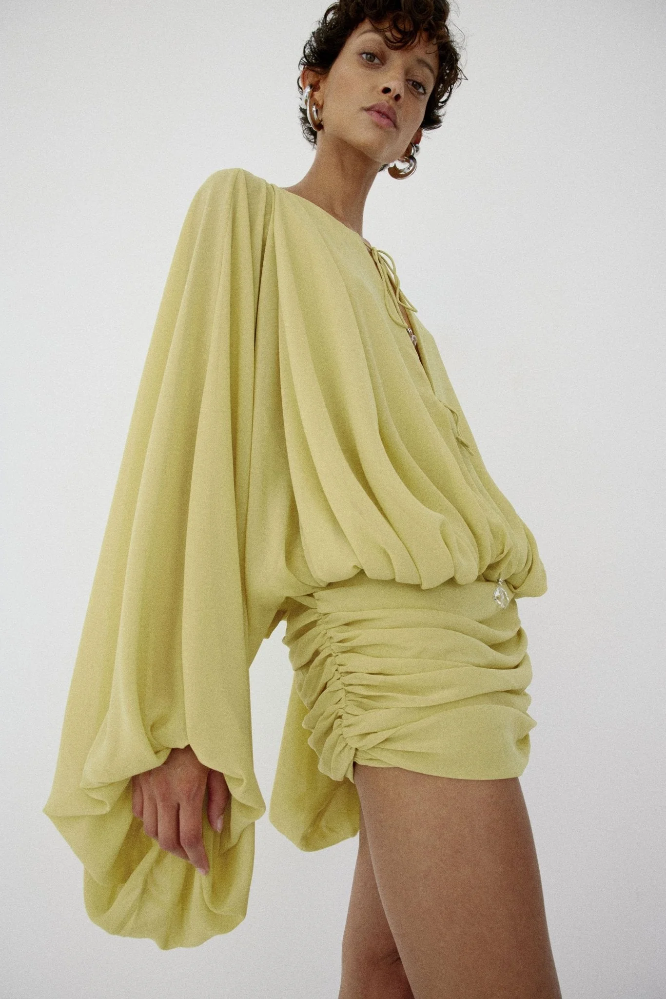 EULALIA MINI DRESS IN PEAR CHIFFON - 1