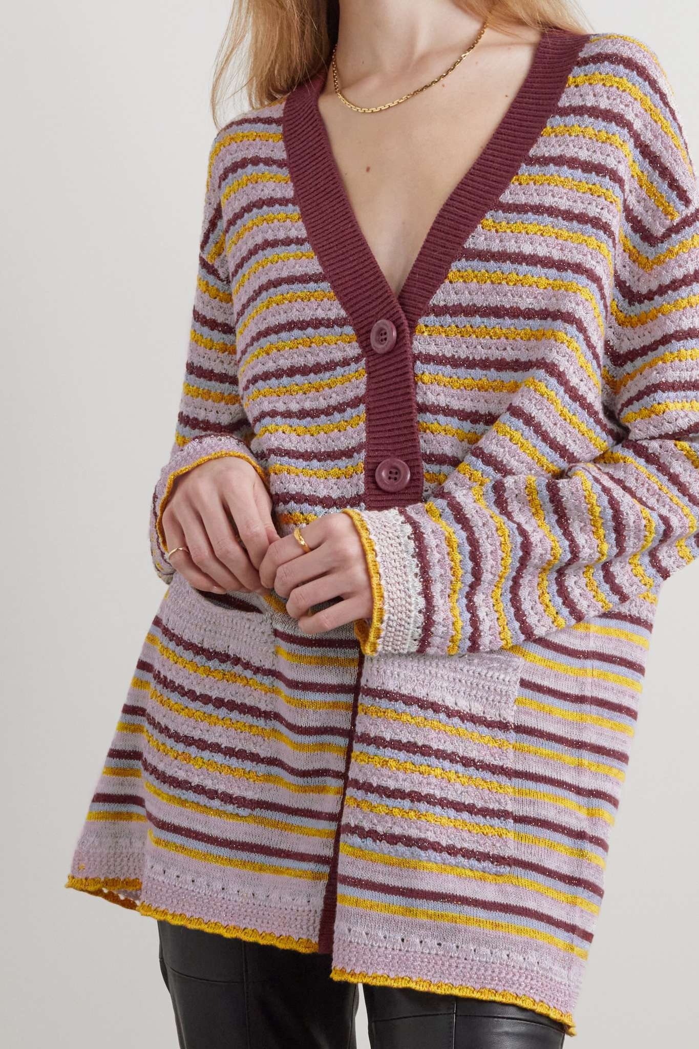 Striped metallic wool-blend cardigan - 3