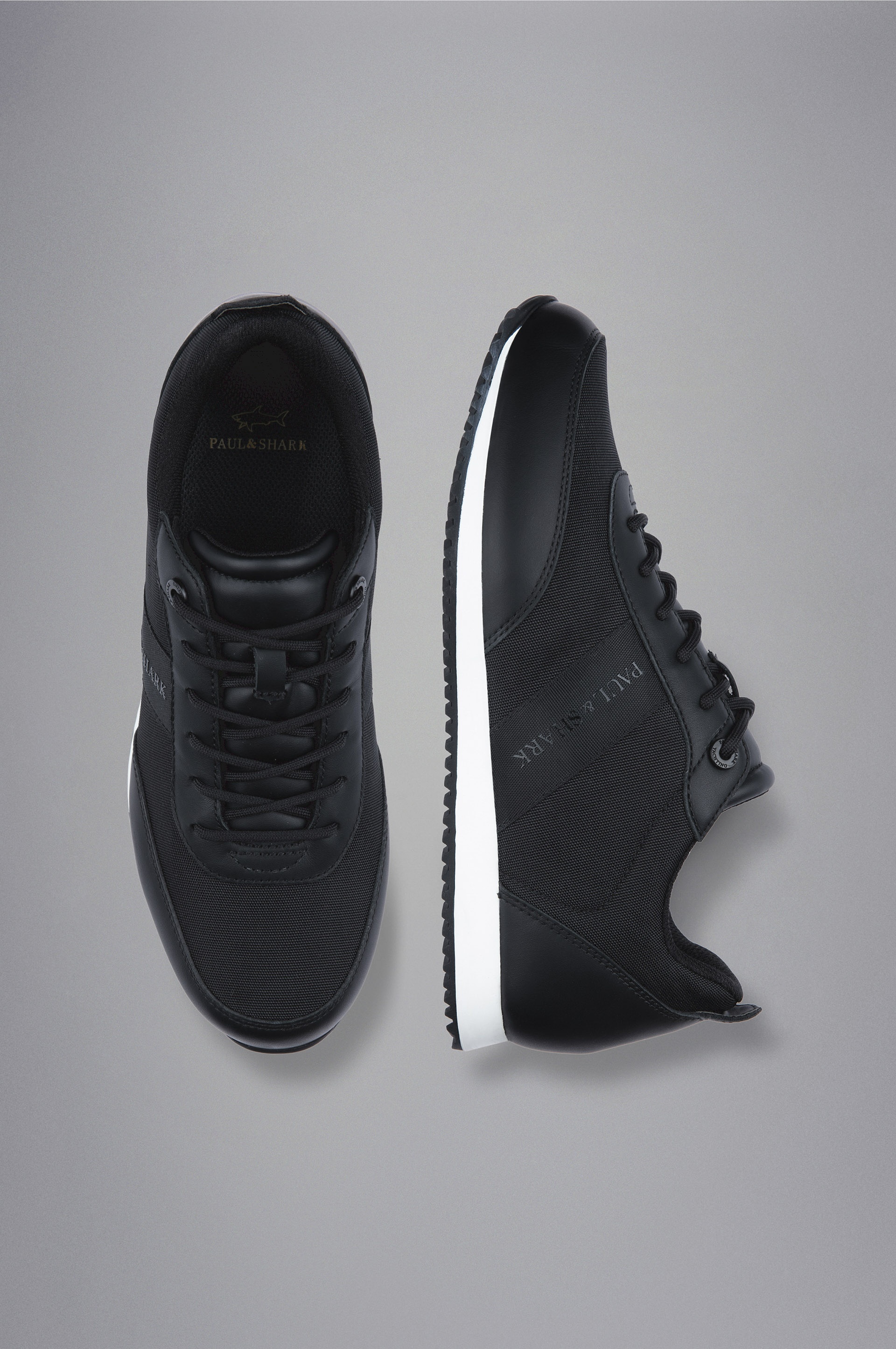 TECH FABRIC AND LEATHER HYBRID SNEAKERS - 2
