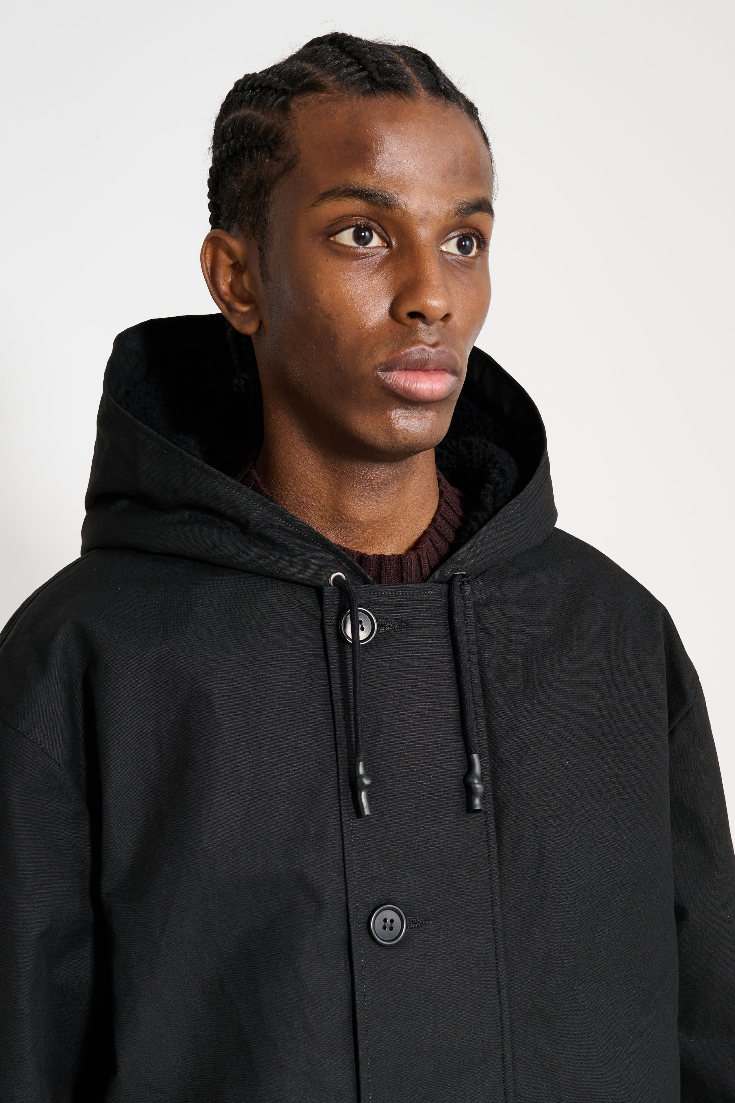 MARGARET HOWELL MHL HOODED DECK PARKA DRY COTTON CANVAS BLACK - 5