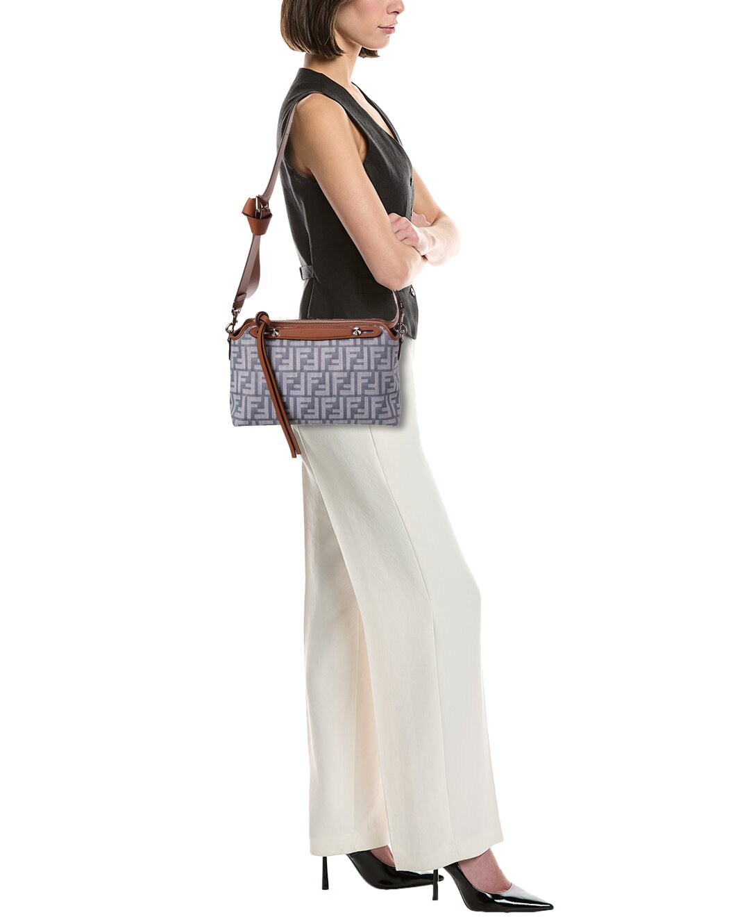 FENDI By The Way Soft Medium FF Denim & Leather Shoulder Bag - 4