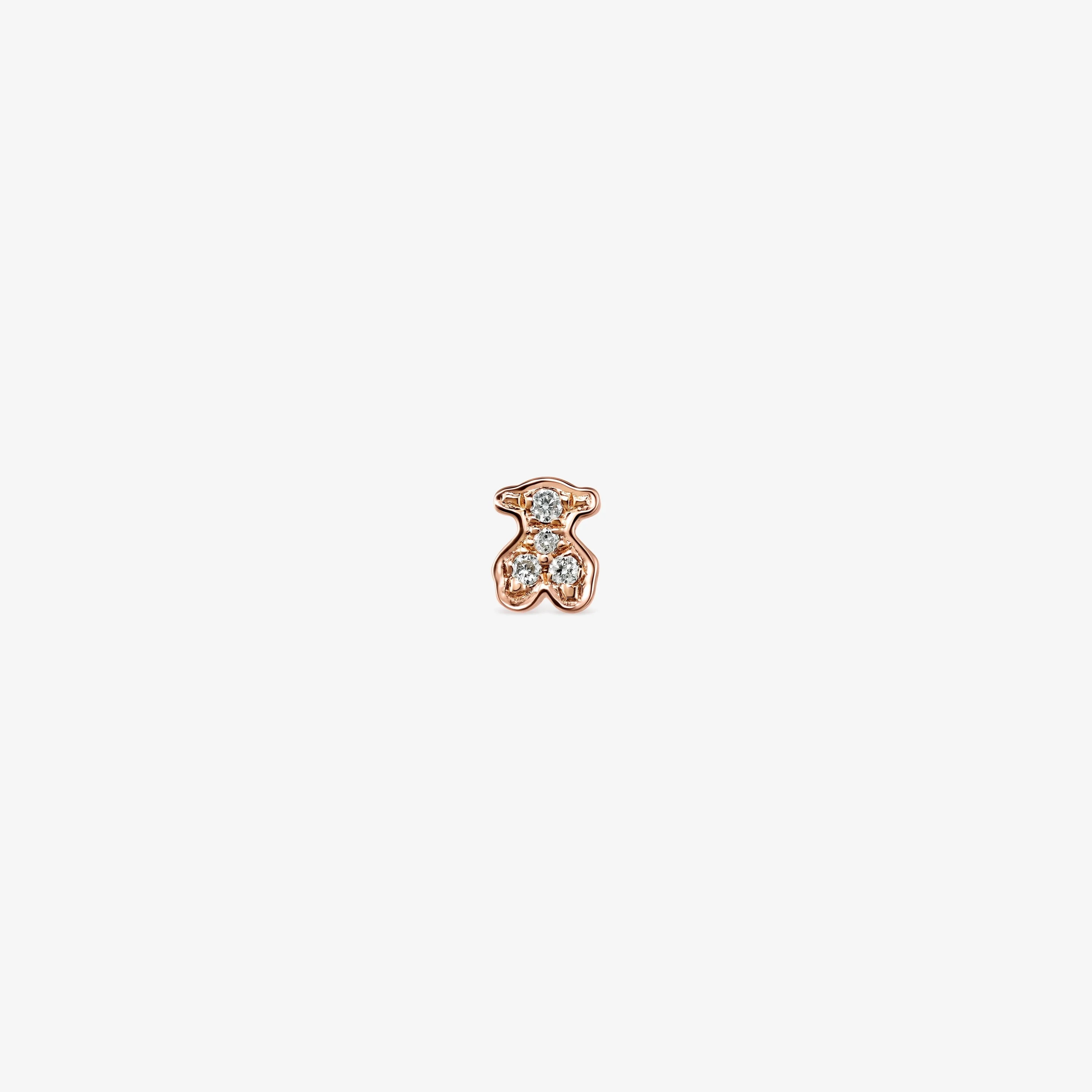 Rose 18K solid gold Les Classiques bear Earring with Diamonds - 1
