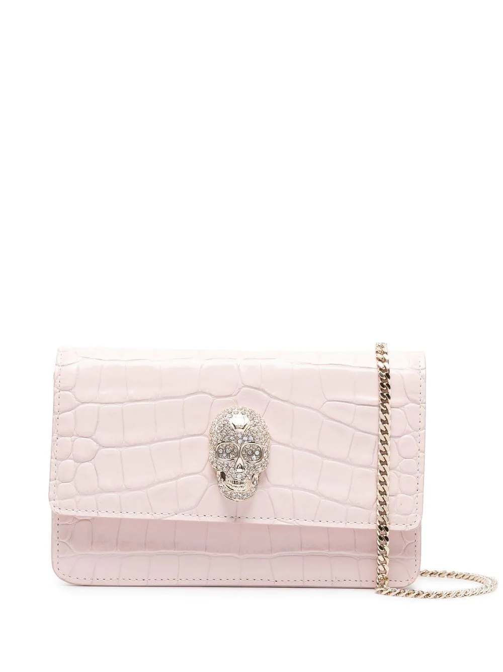 skull-charm crossbody clutch bag - 1