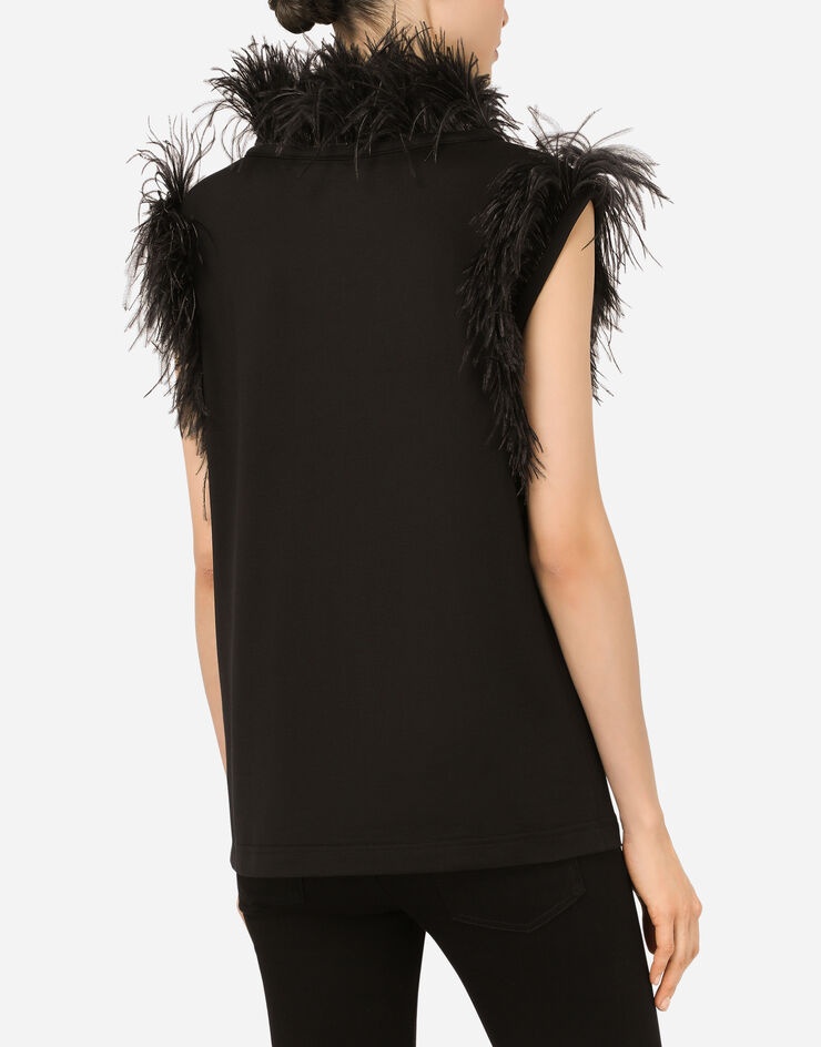 Jersey T-shirt with feathers - 5