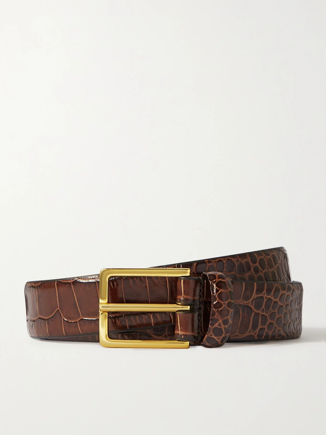 Croc-effect Leather Belt - 1