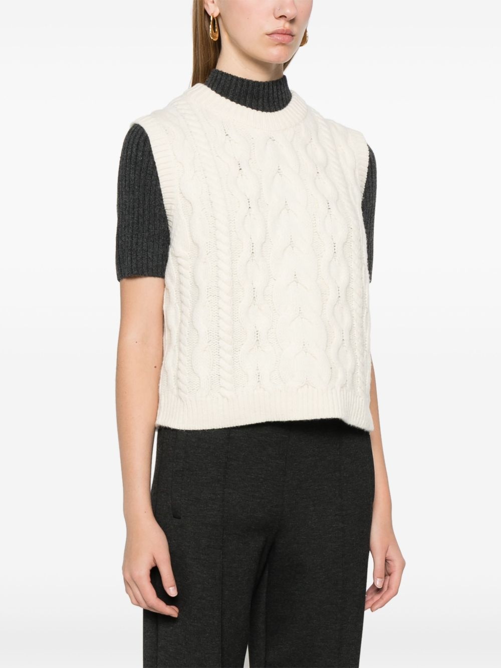 cable-knit vest - 3