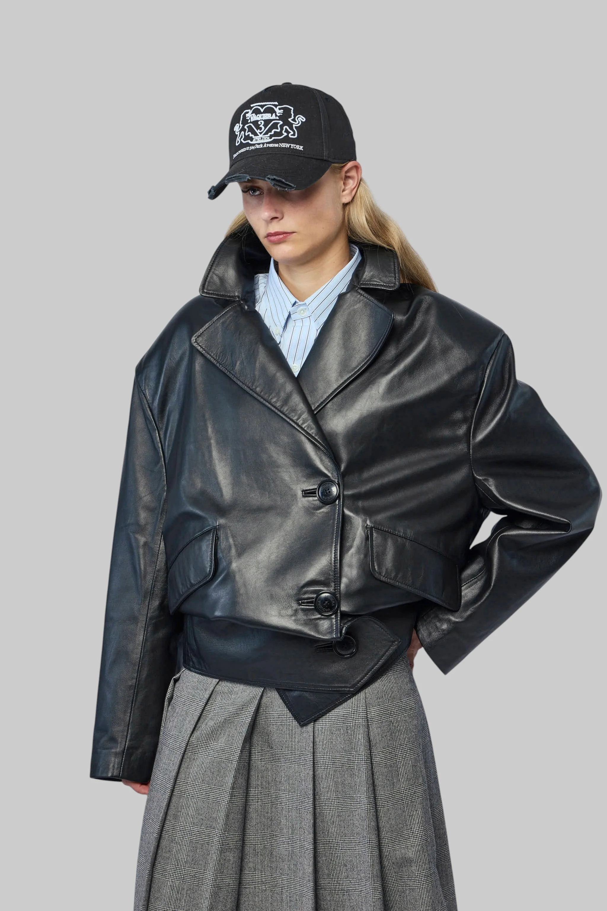 Women Leather Overcoat - 1