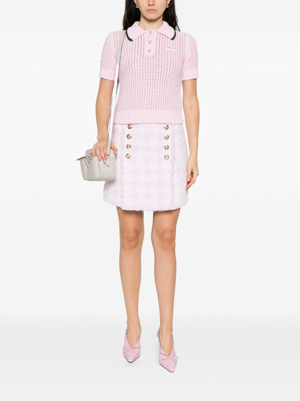 textured-knit polo top - 2