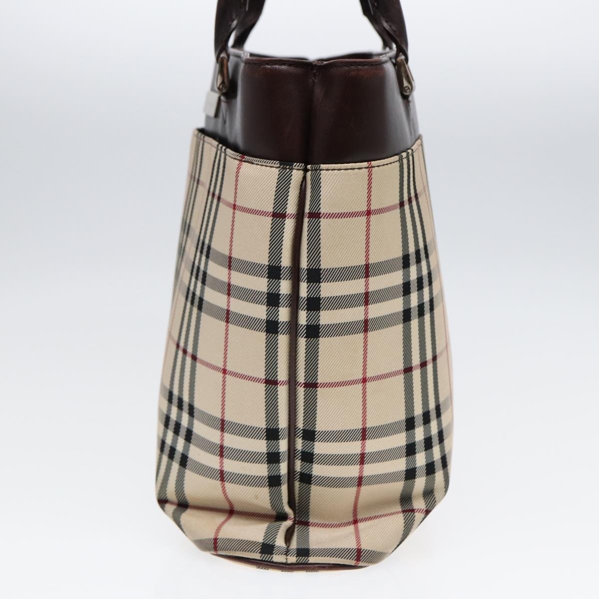 Burberry Nova Check Hand Bag Canvas Beige Silver - 3