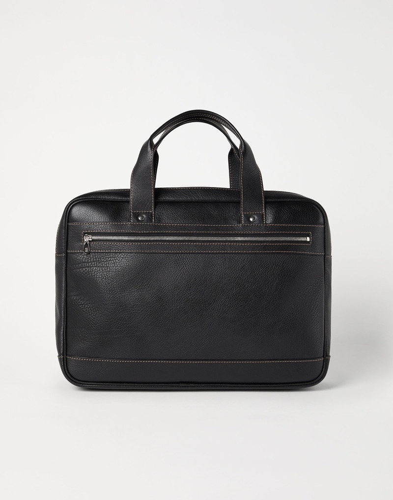 Brunello Cucinelli Grained calfskin briefcase with zipper outlook