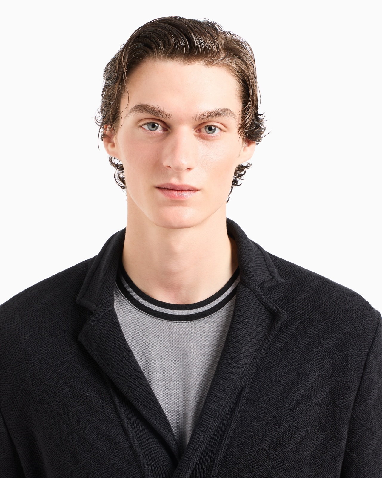 SINGLE-BREASTED JACKET IN A JACQUARD COTTON KNIT - 5