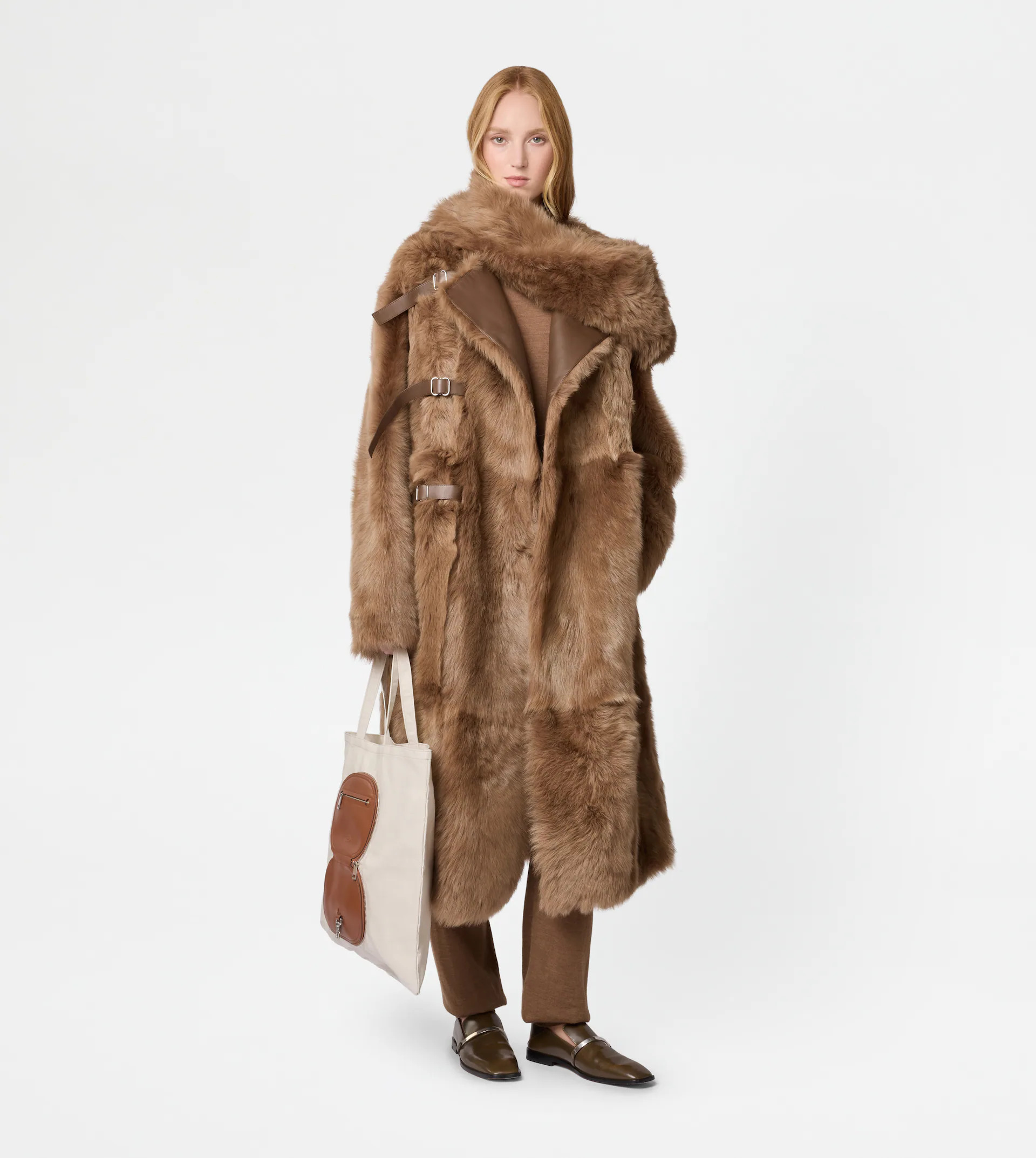 OVER COAT IN SHEARLING - BROWN - 2