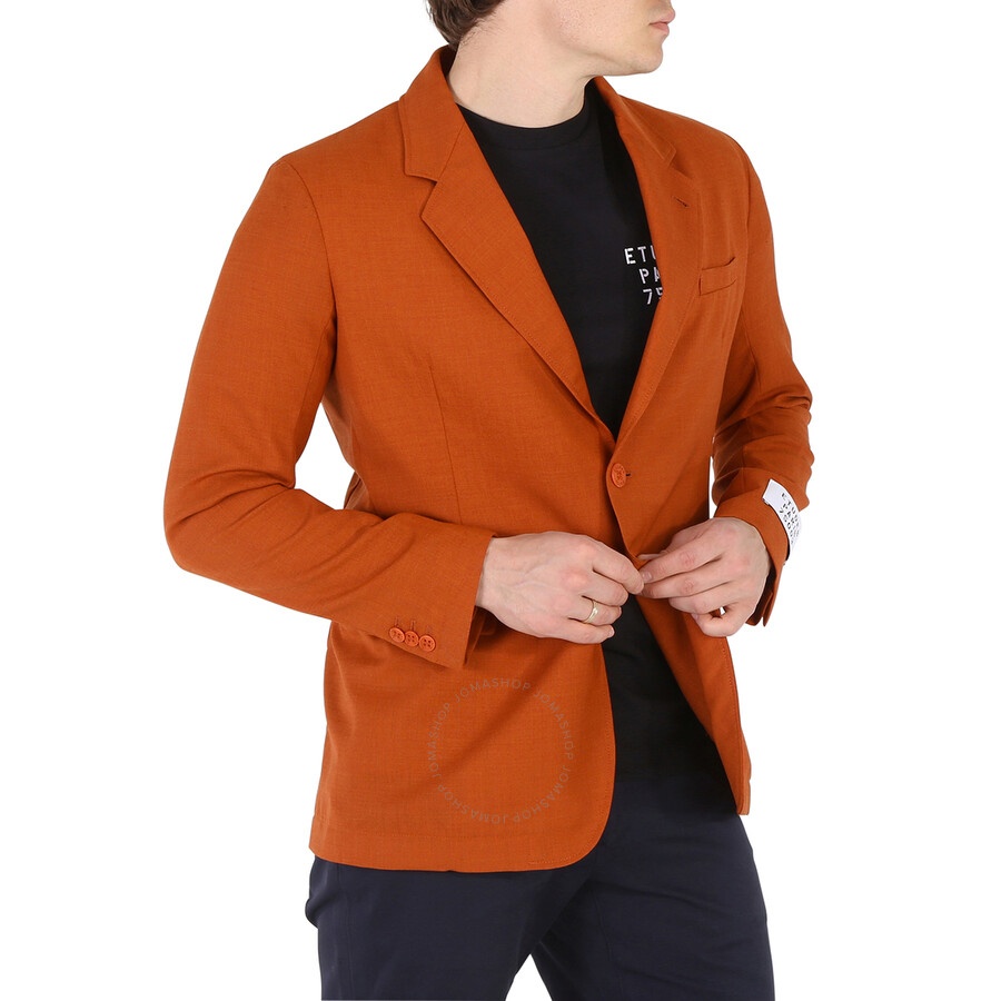 Etudes Men's Wool Rust Plane Single Breasted Blazer - 2