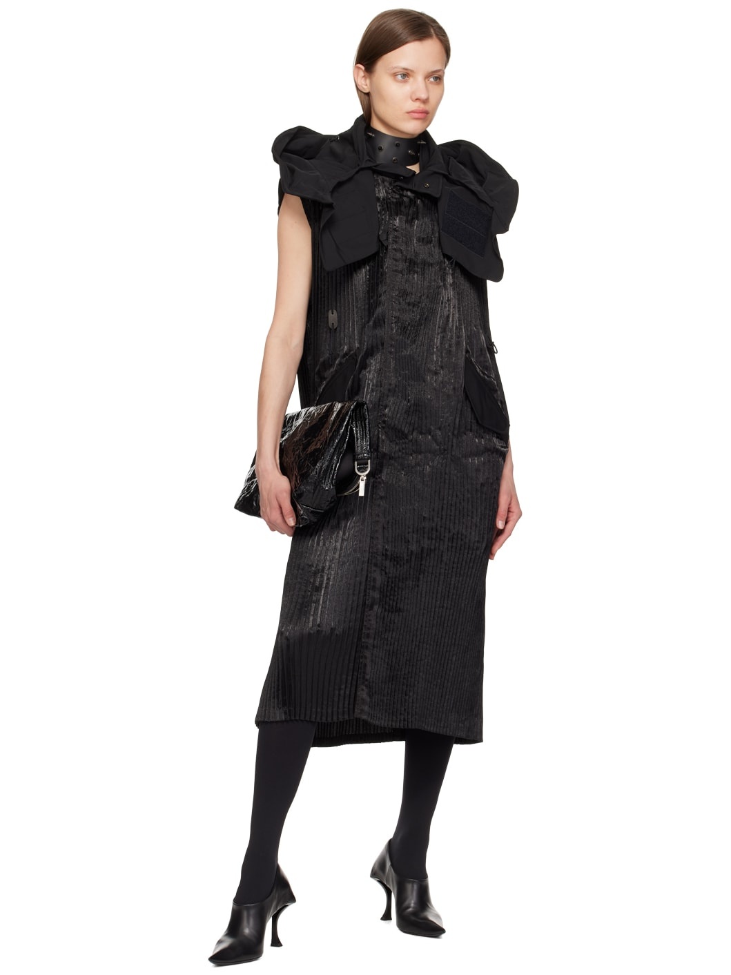 Black Hooded Midi Dress - 4