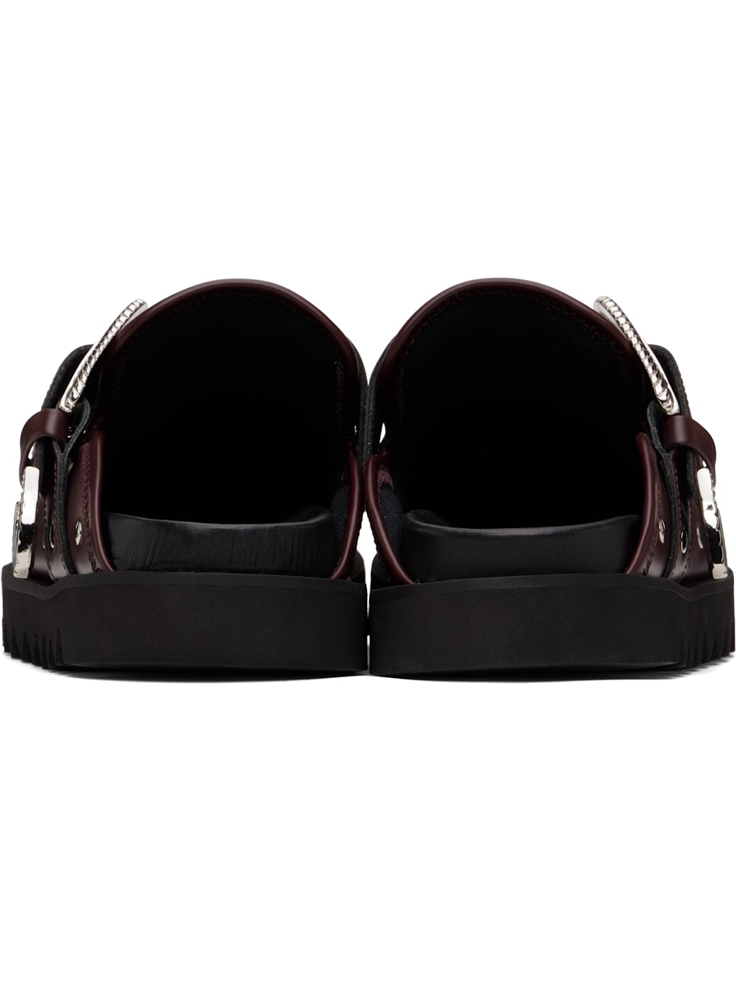 SSENSE Exclusive Burgundy Eyelet Metal Sabot Slip-on Loafers - 2