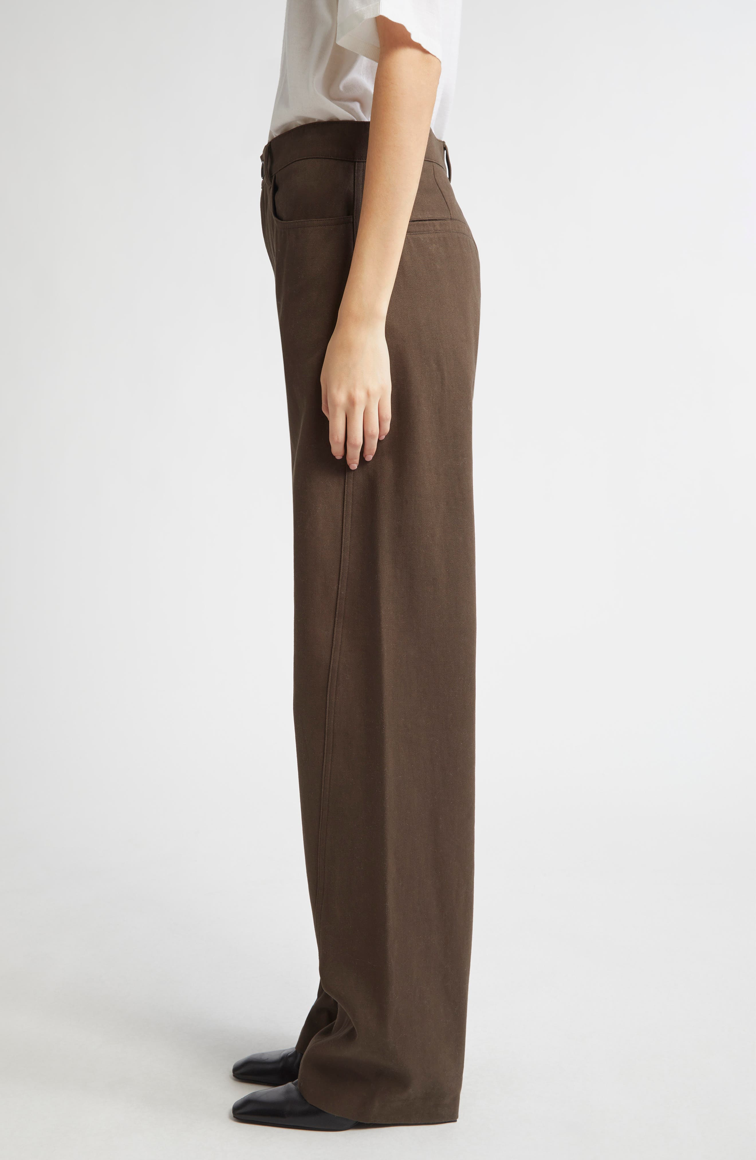 TOTEME Twisted Tailored Organic Cotton Trousers in Pepper at Nordstrom - 4