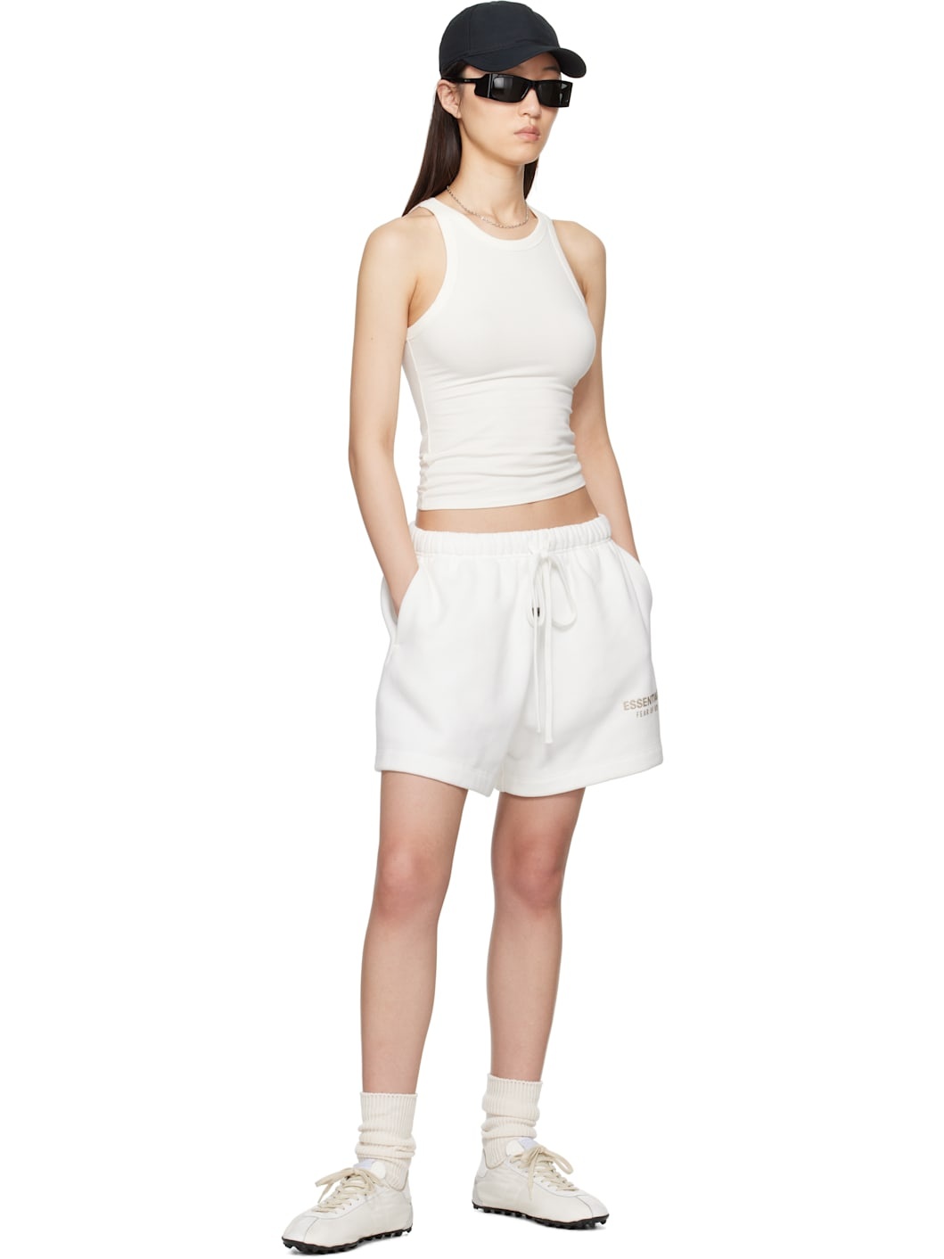 White Soccer Fleece Shorts - 4