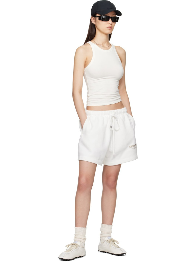 ESSENTIALS White Soccer Fleece Shorts outlook