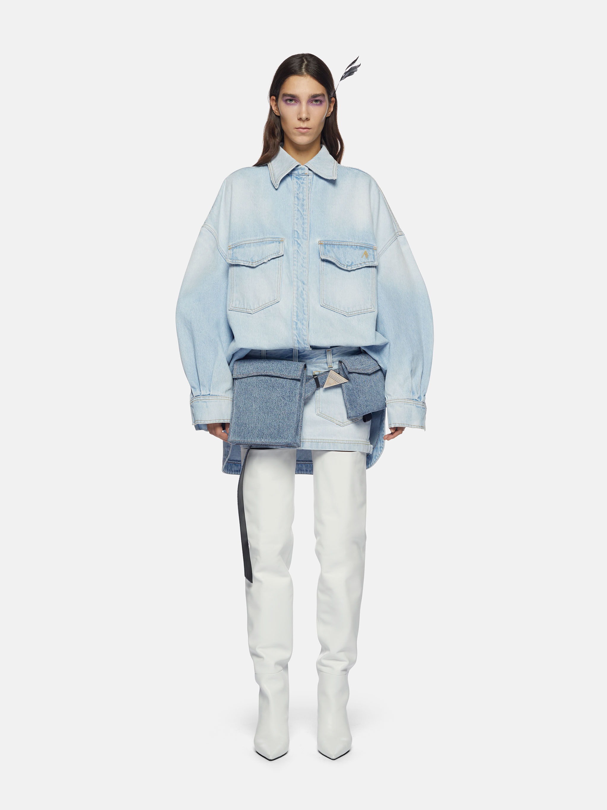 SKY BLUE SHORT COAT - 2