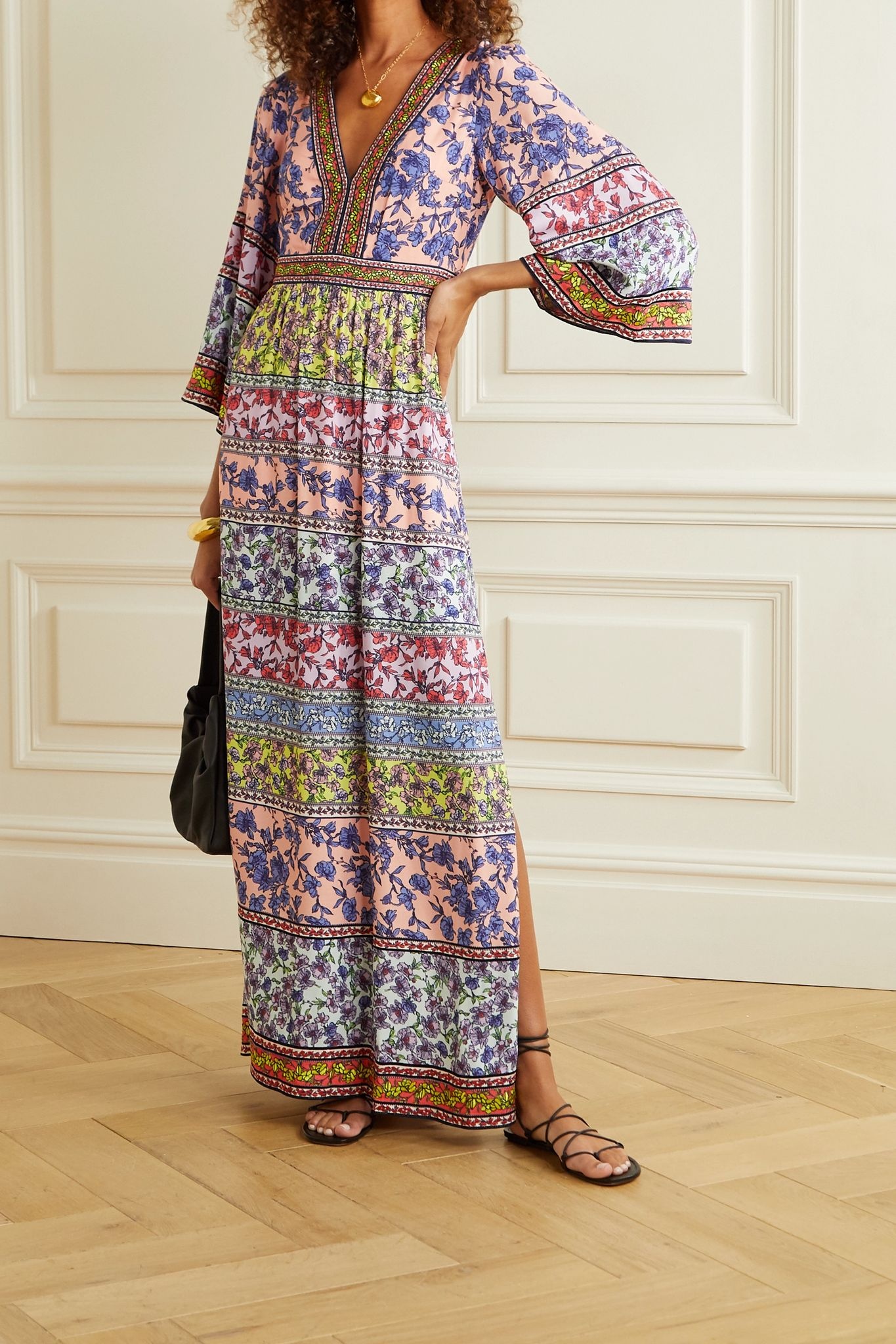 Lena embroidered floral-print crepe maxi dress - 2