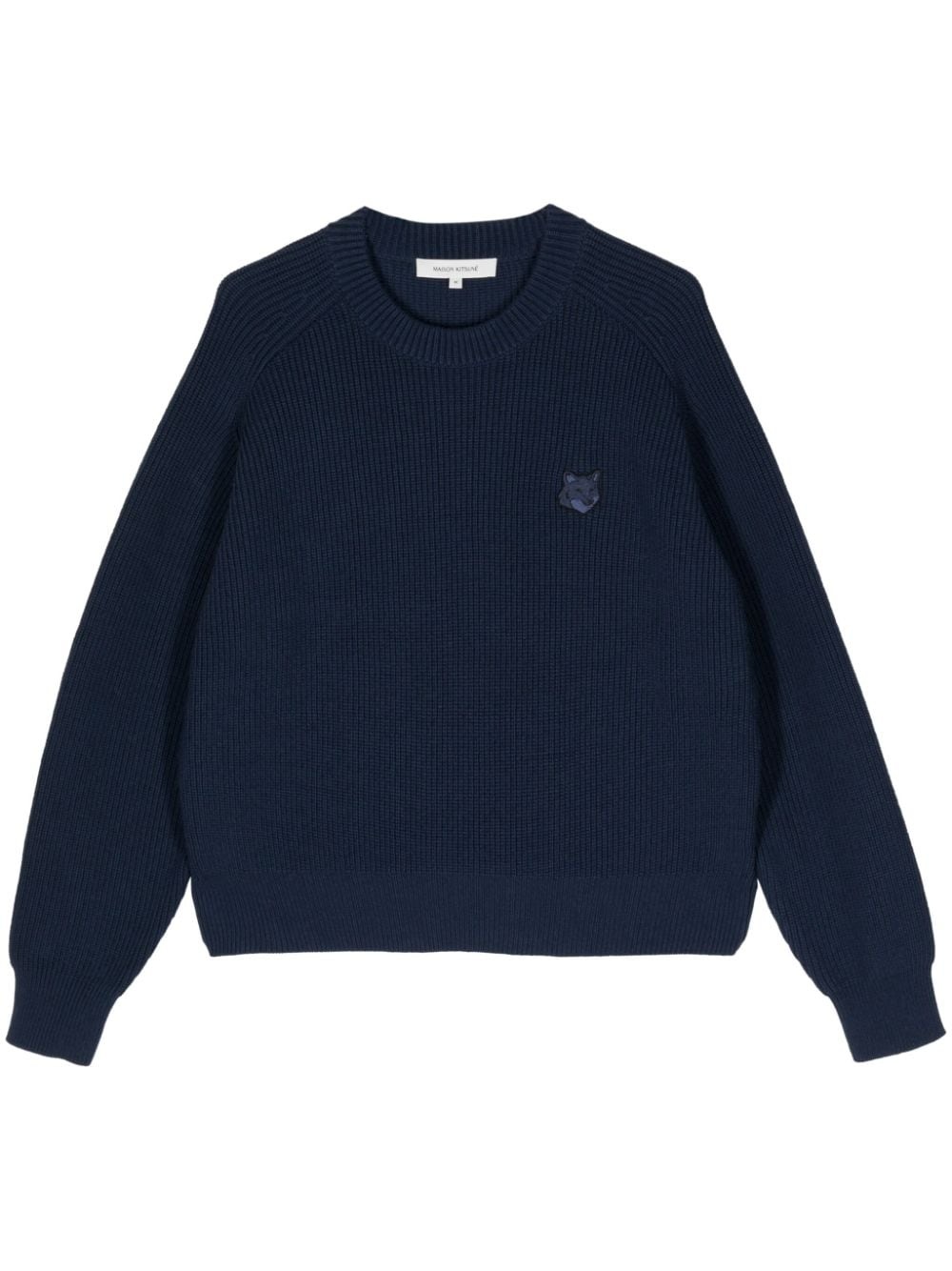 Fox Head-appliqué ribbed-knit jumper - 1