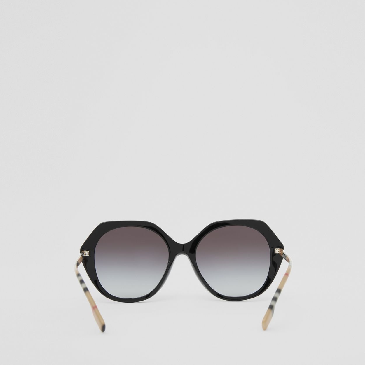 Oversized Check Detail Geometric Frame Sunglasses - 6