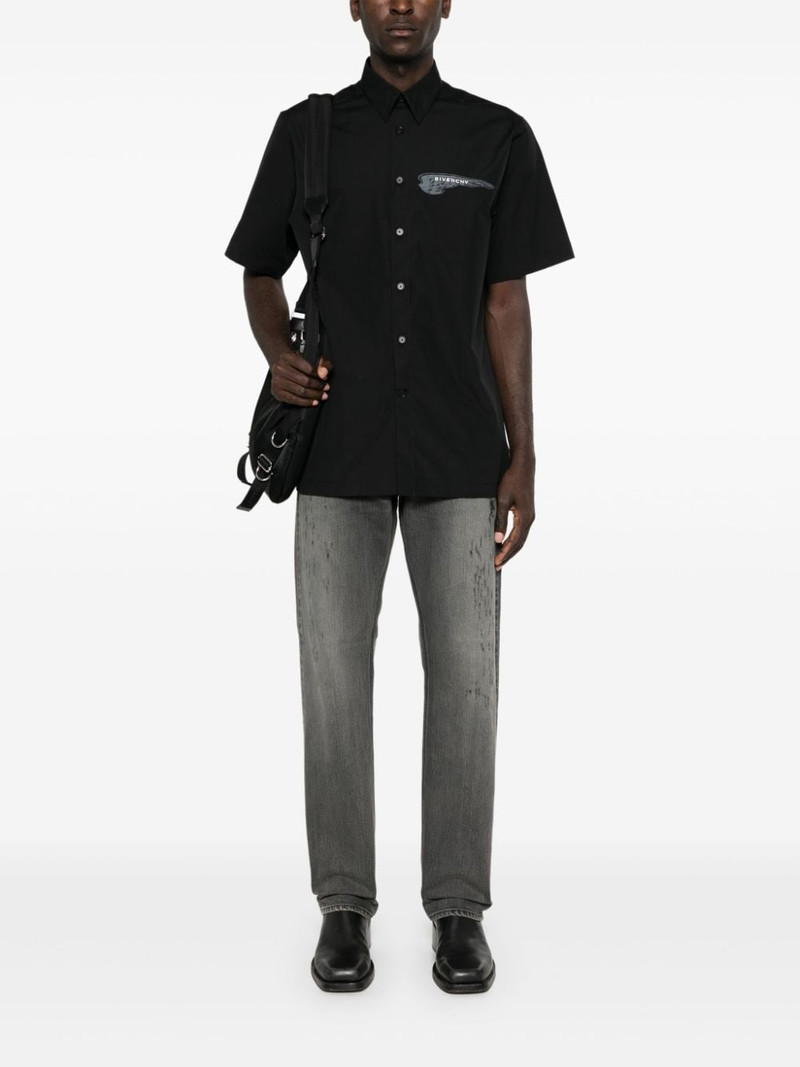 Givenchy logo-plaque distressed straight jeans outlook