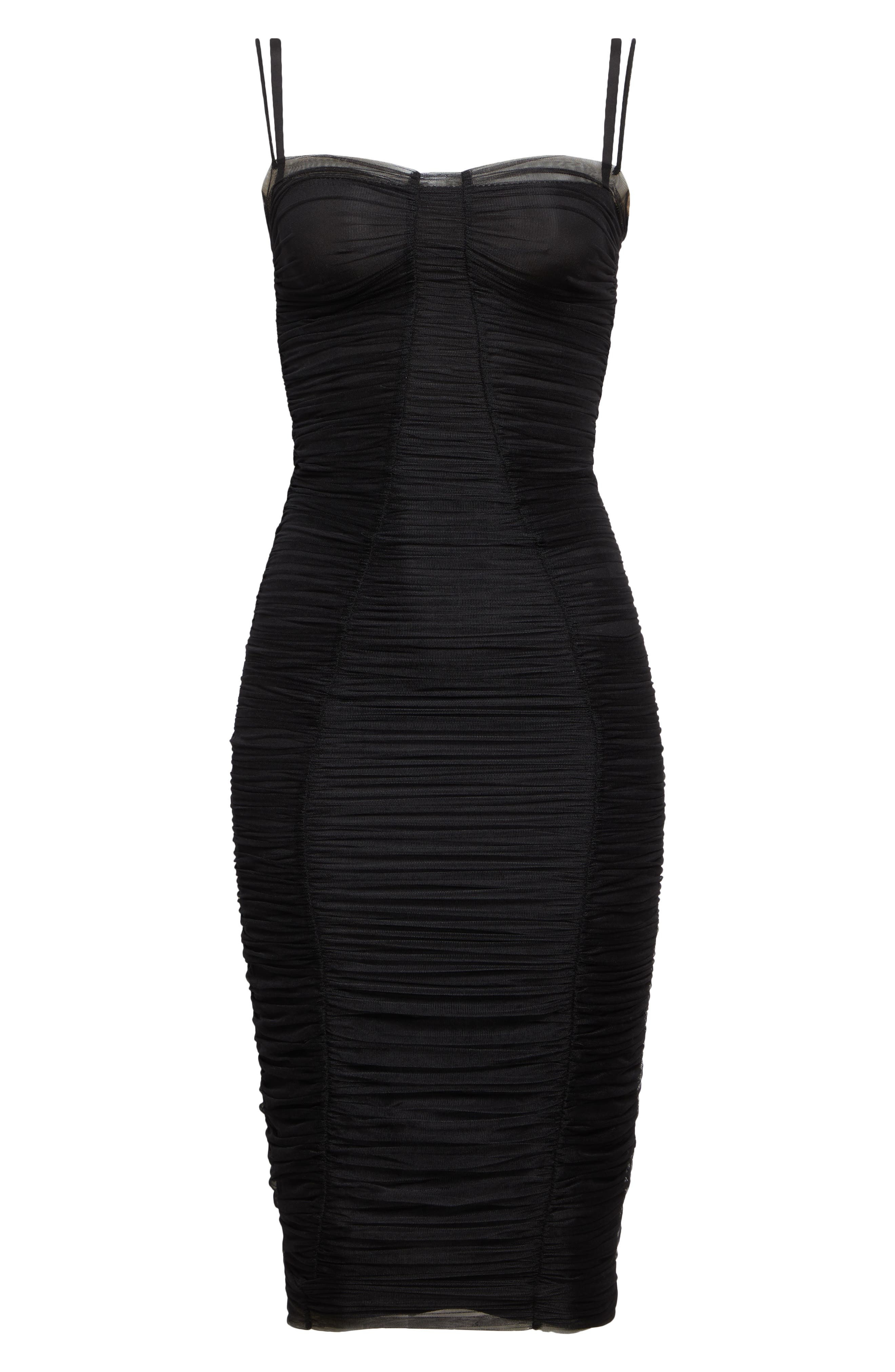 Dolce&Gabbana Sheer Ruched Mesh Midi Dress in N0000 Nero at Nordstrom - 5
