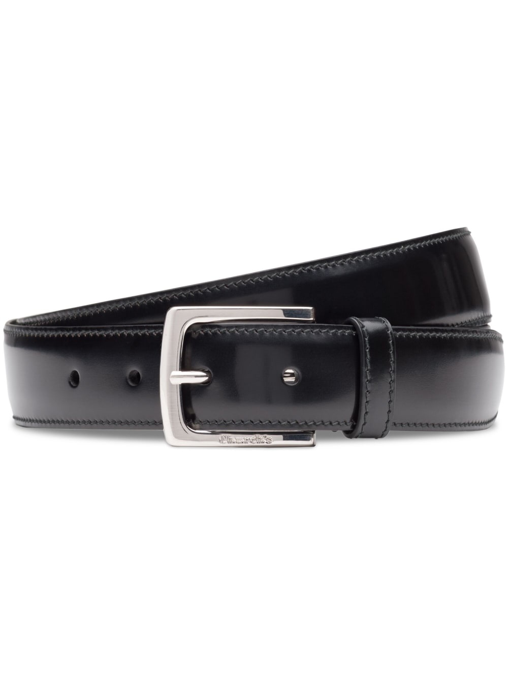 polished buckle-fastening leather belt - 1