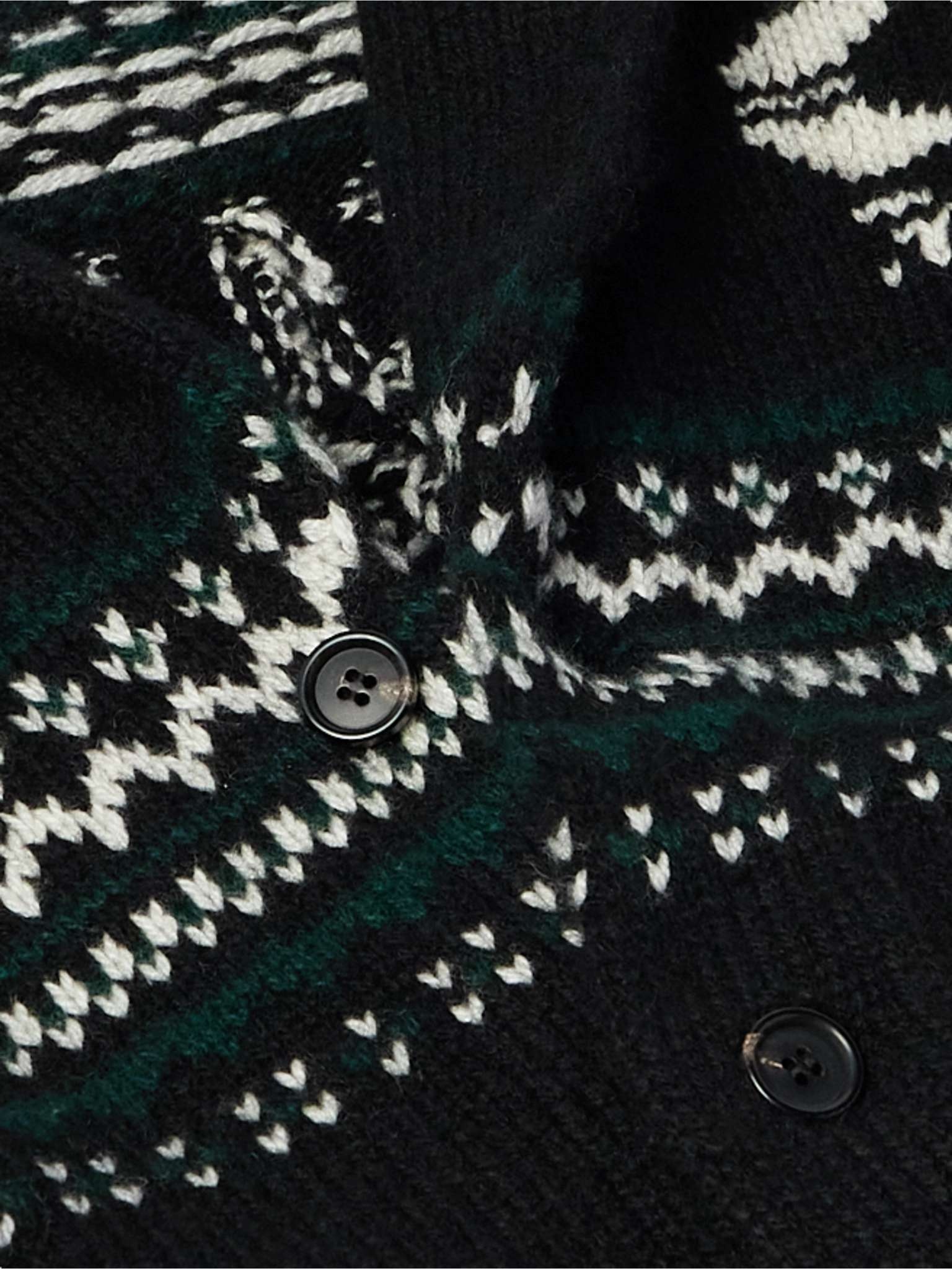Shawl-Collar Belted Jacquard-Knit Cashmere Cardigan - 5