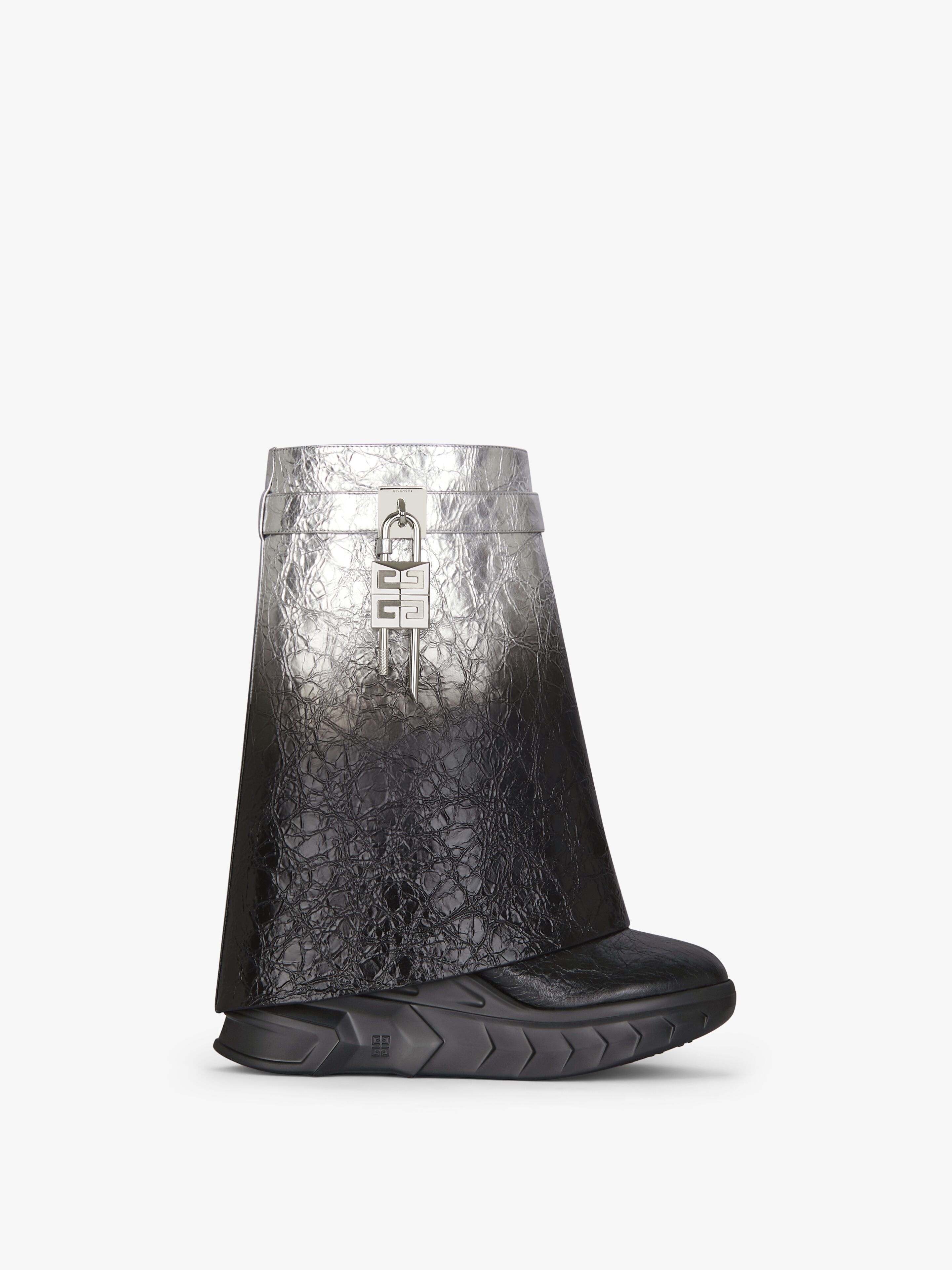 SHARK LOCK BIKER ANKLE BOOTS IN LAMINATED LEATHER - 1