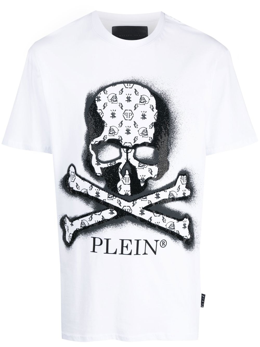 skull-print rhinestone T-shirt - 1