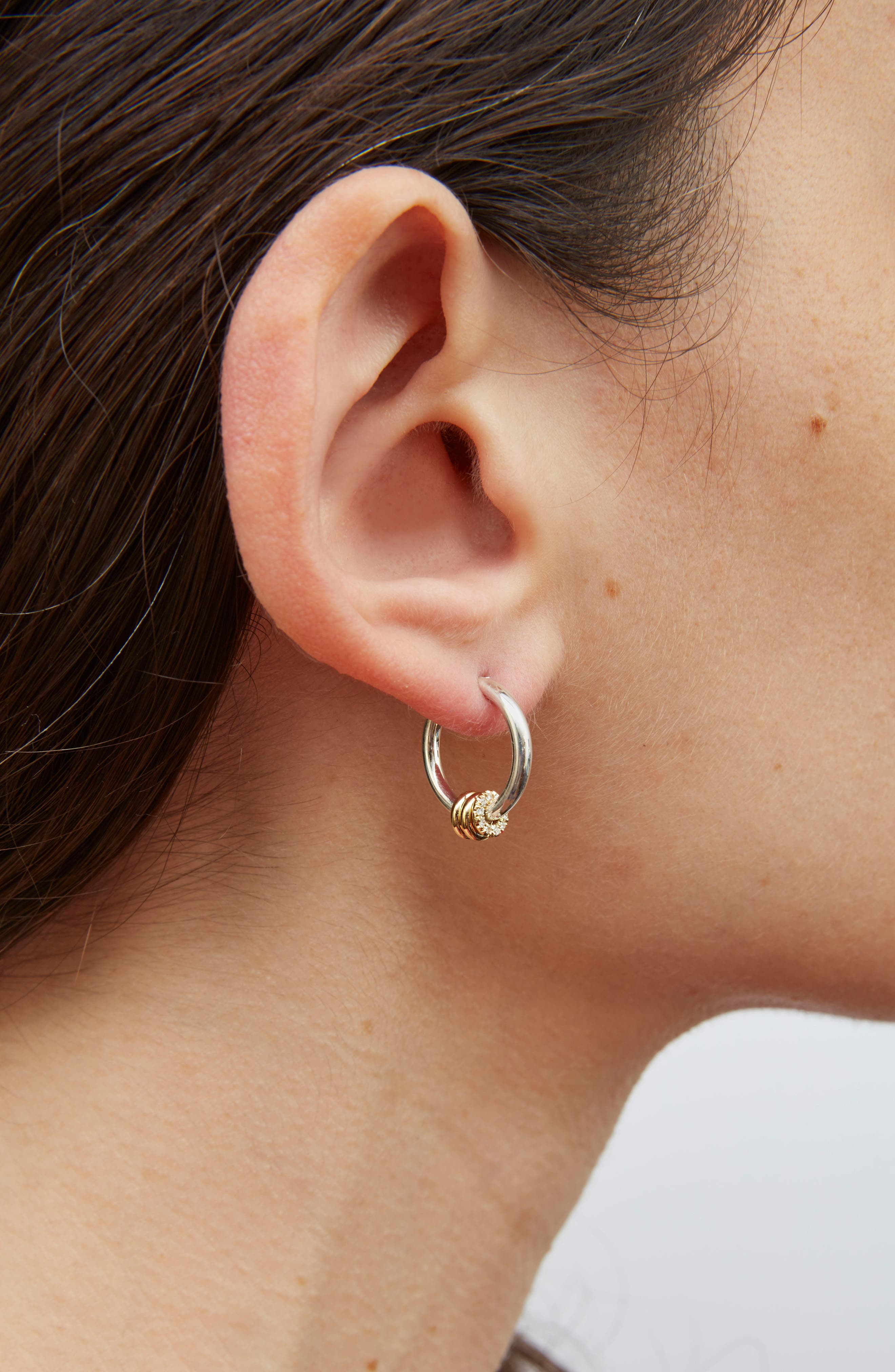 Spinelli Kilcollin Ara Diamond Hoop Earrings in Silver/Yellow Gold at Nordstrom - 2