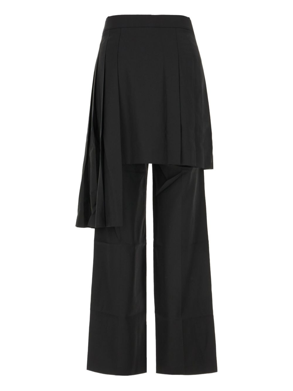 pleated overlay-skirt detail straight trousers - 2