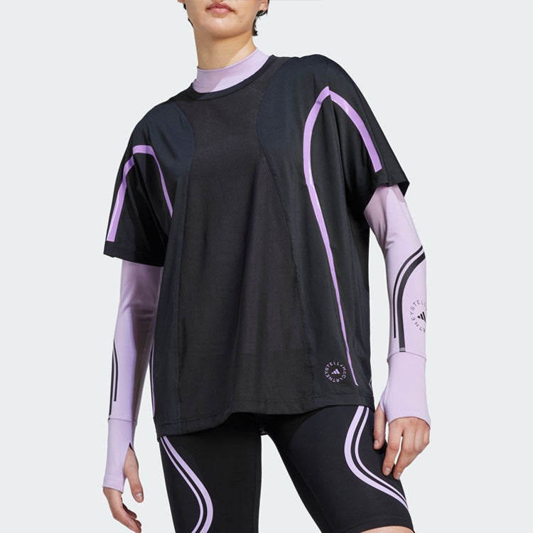 (WMNS) adidas By Stella Mccartney Truepace Running Loose Short Sleeve T-shirt 'Black Purple' II3236 - 4