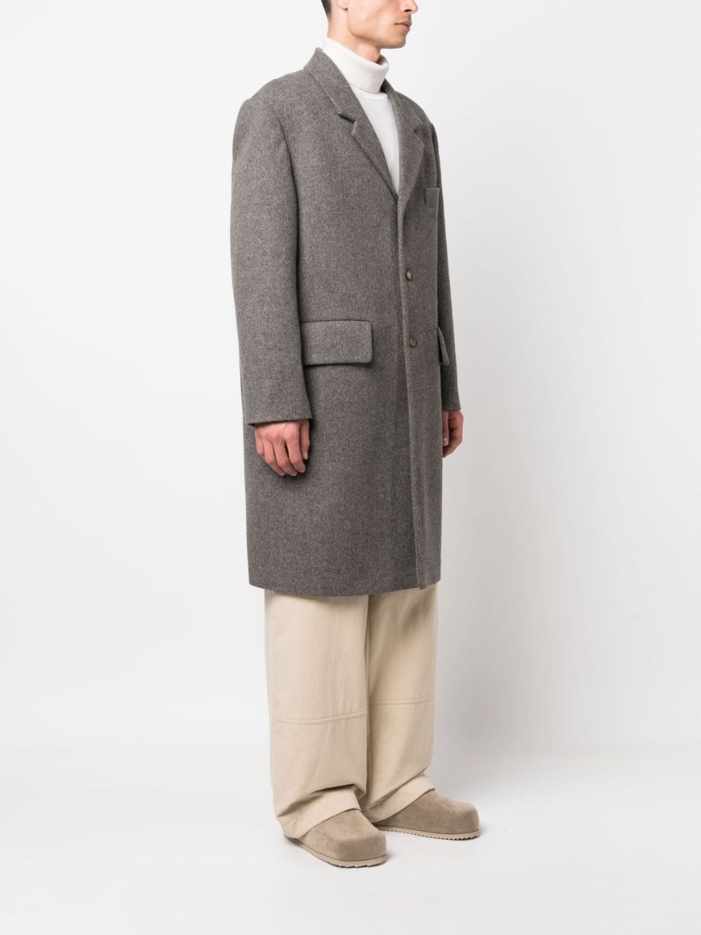 single-breasted wool coat - 3