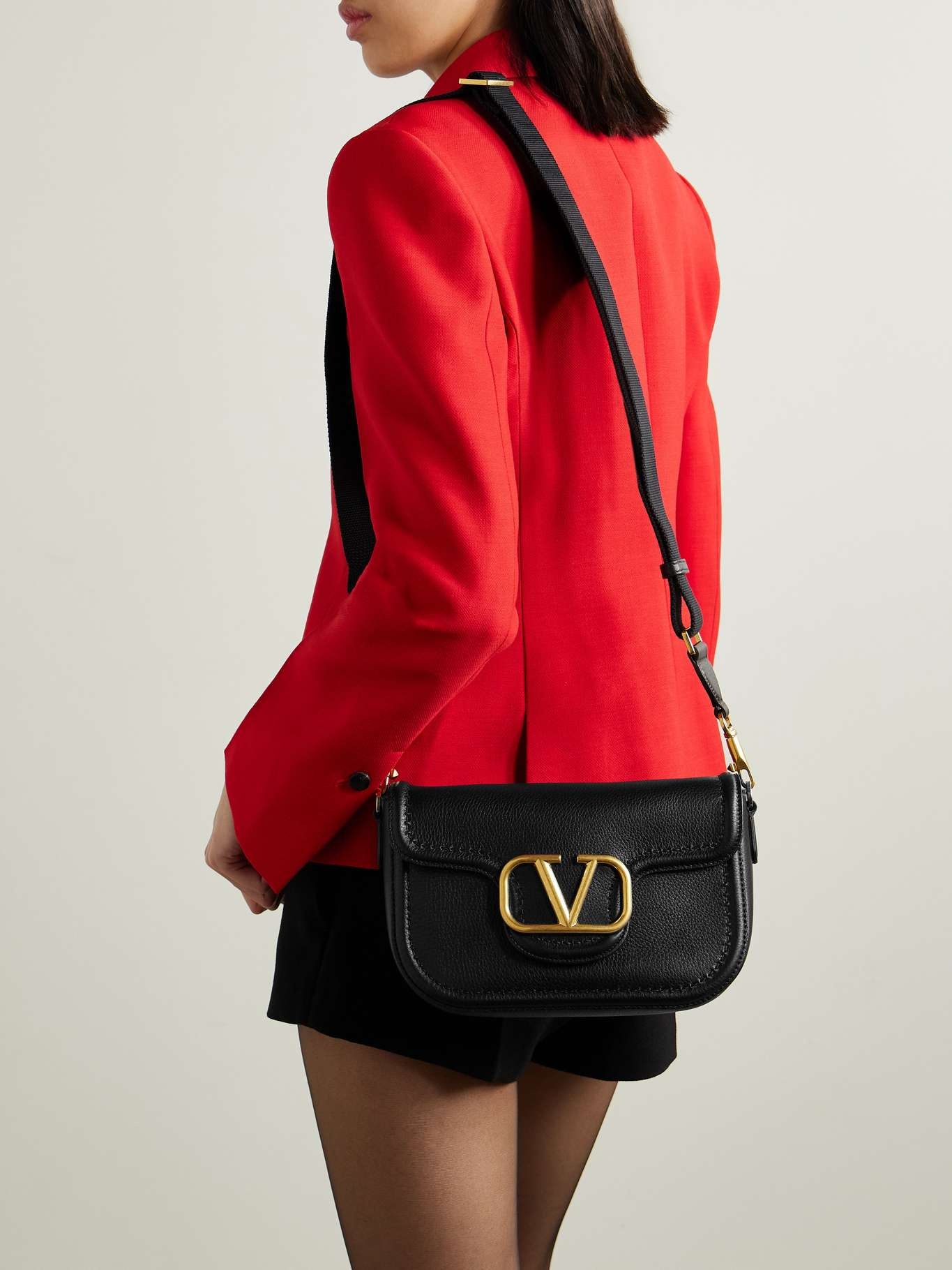 VLOGO embellished textured-leather shoulder bag - 2