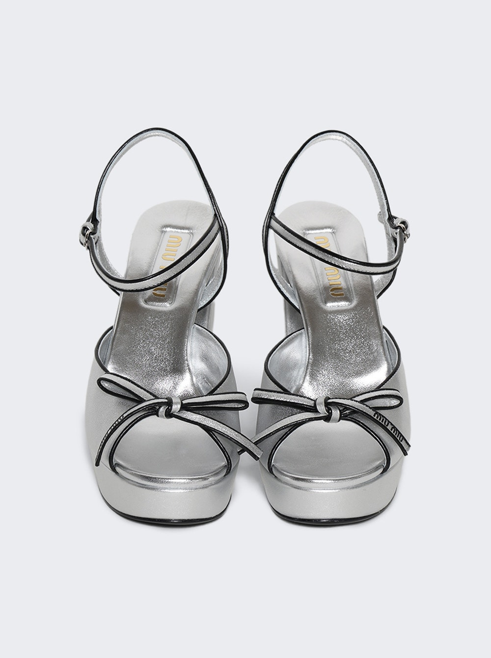 Mordore Leather Platform Sandals Argento And Nero - 5