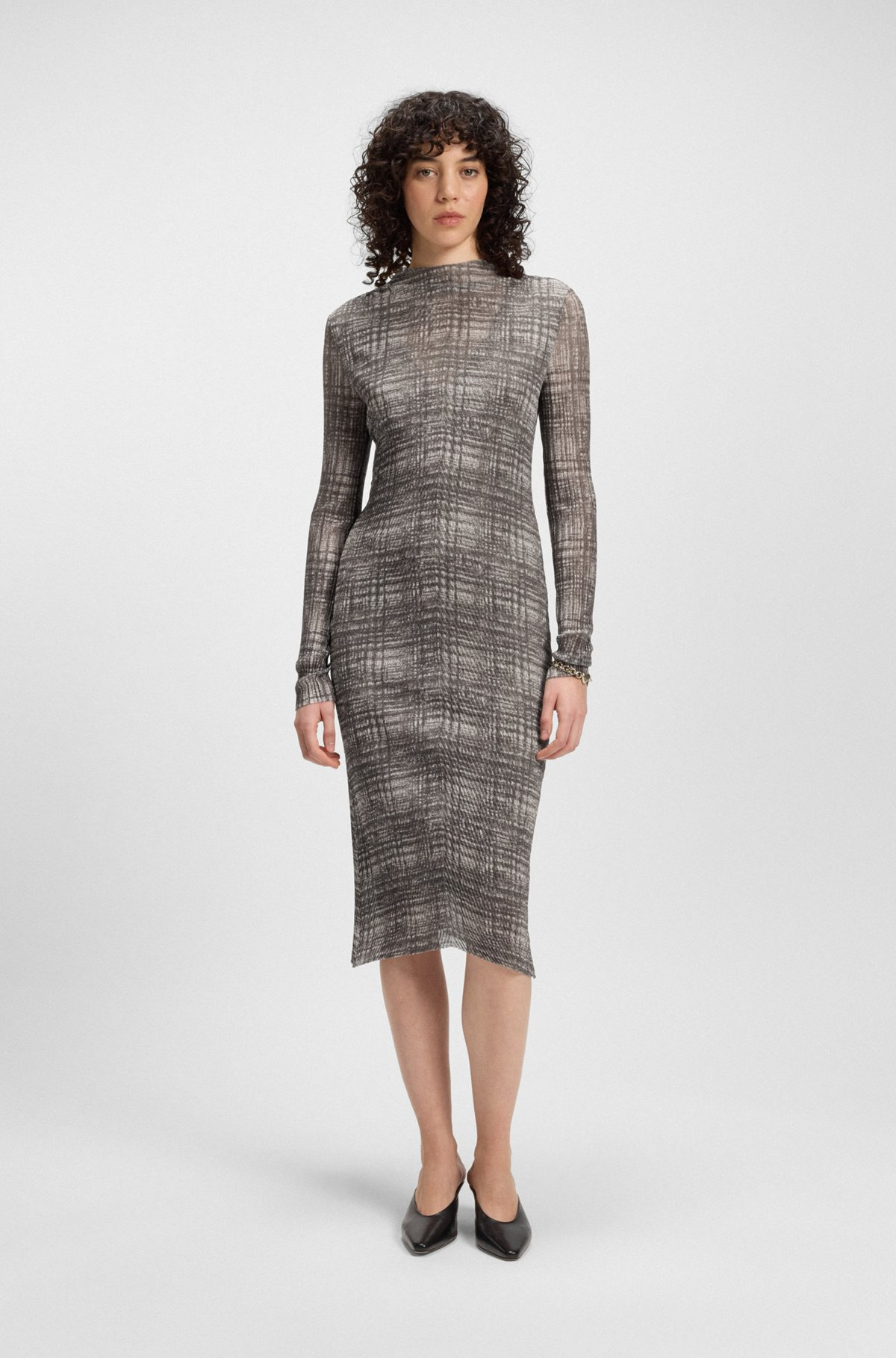PLISSÉ-TULLE DRESS WITH MODAL LINING - 2