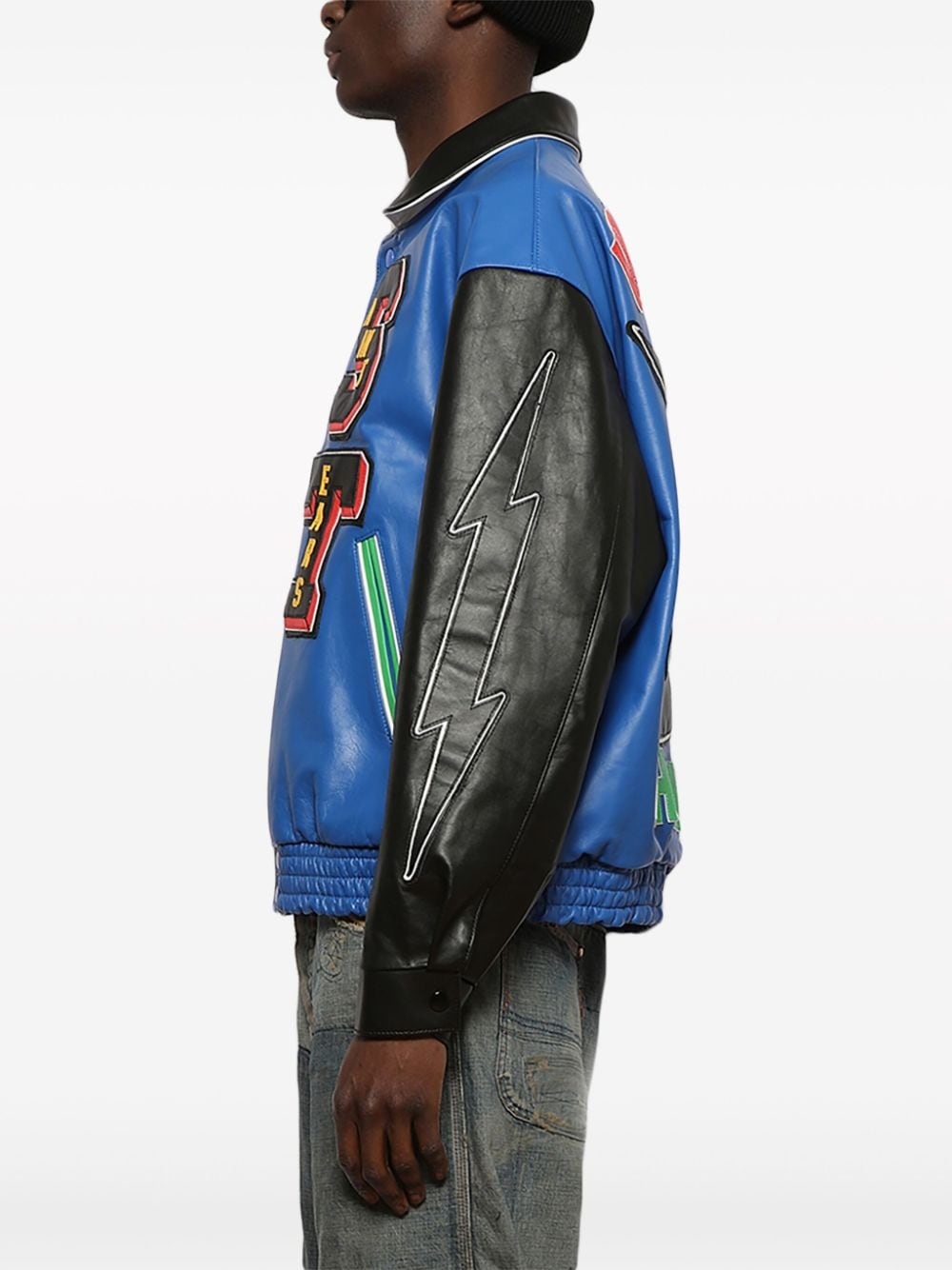 SAINT M×××××× x Denim Tears leather varsity jacket | REVERSIBLE
