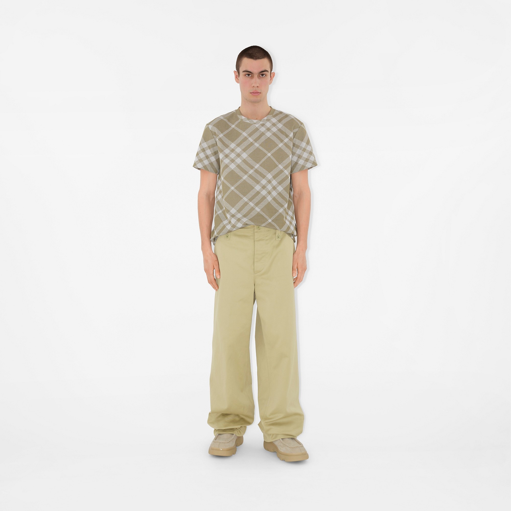 Check Stretch Cotton Blend T-shirt - 2