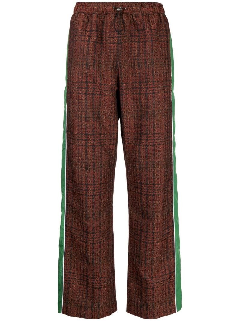 check-pattern straight-leg trousers - 1
