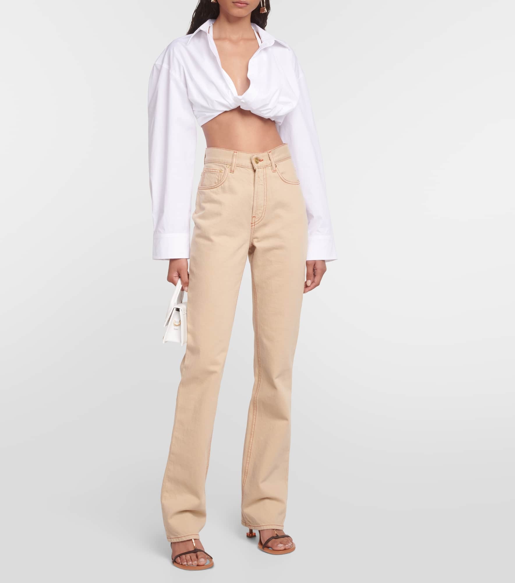 La Chemise Bahia cotton-blend cropped top - 2